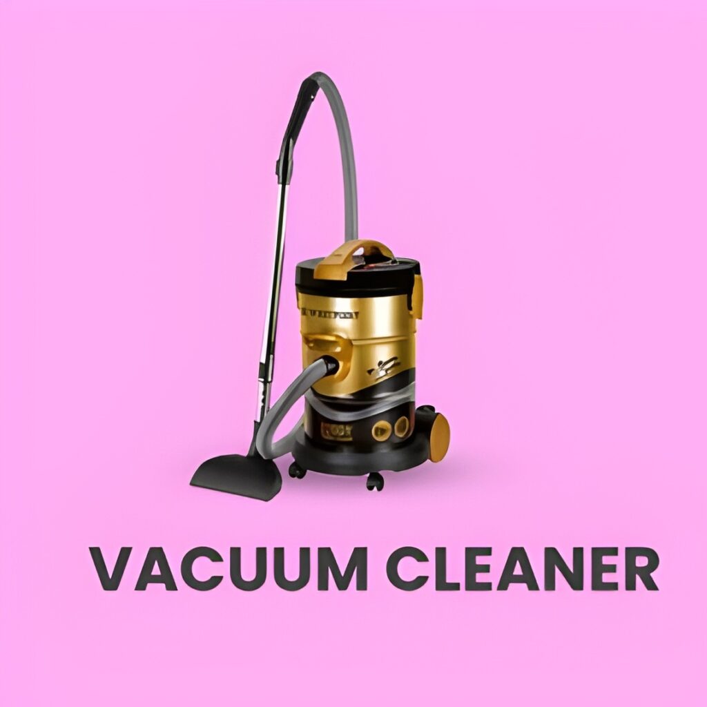 A vacuum cleaner on a hardwood floor, cleaning dust and debris.